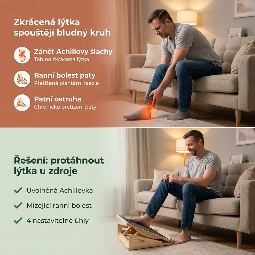 Šikmá rehabilitační deska na protažení lýtek při zánětu Achillovky